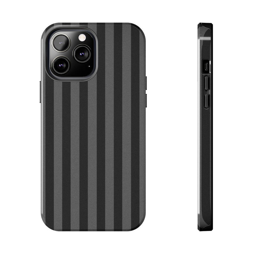 Visionary Black and Grey Striped Iphone Case - Protective Tough Case